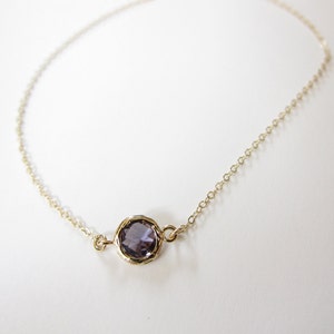 Tiny Amethyst Bezel anklet, Gemstone anklet, Tiny gold anklet, ( Also available in other stone )