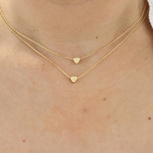 Layered necklace, Set of 2  initial necklaces, dainty heart necklace gold necklace gift for friend, Gift for mom sister gift couple necklace