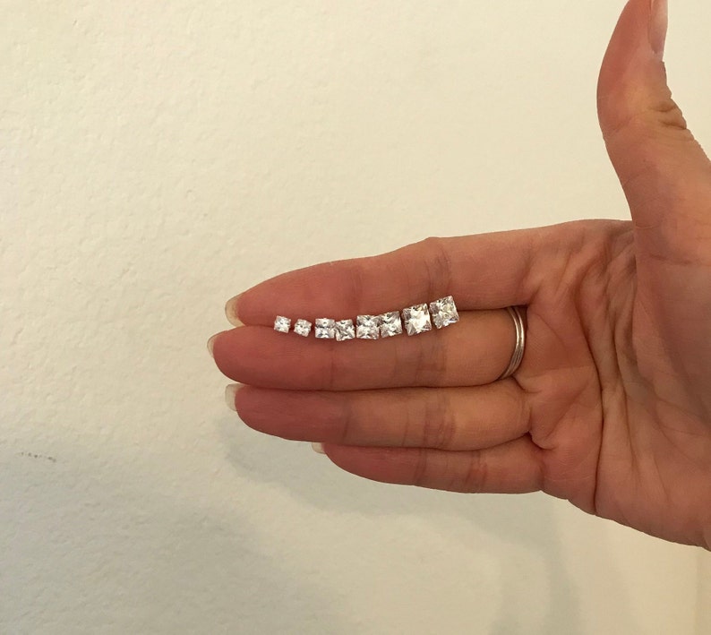 Tiny Studs Earrings Square Stud Earrings 3mm Stud Diamond Etsy