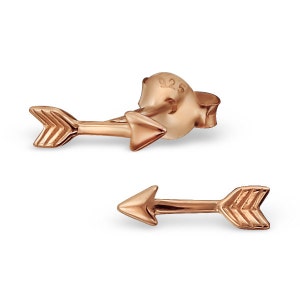 Silver or gold available, Rose Gold Vermeil arrow stud earrings, tiny stud earrings, arrow earrings, simple earrings, rose gold earrings