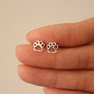 Sterling Silber Hund Pfote Ohrringe, Ohrstecker, Silber Ohrstecker, Welpe, niedliche Ohrringe, kleine Ohrstecker, Kinder Ohrringe, jugendlich,