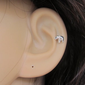 Tiny Baby Elephant Cartilage Earring, Elephant Tragus earring, Nose stud, Helix earring