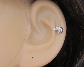 Tiny Baby Elephant Cartilage Earring, Elephant Tragus earring, Nose stud, Helix earring