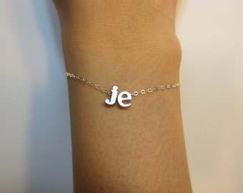 Pulsera con dos iniciales en minúscula de la A a la Z, pulsera de pareja, pulsera con nombre, collar personalizado para novio y novia, día de San Valentín