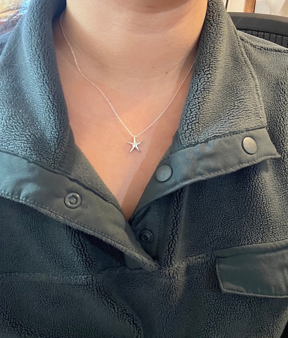 Sterling Silver Starfish Necklace ,Sea Creature Necklace, Sea Necklace, Everyday Necklace, simple Necklace,