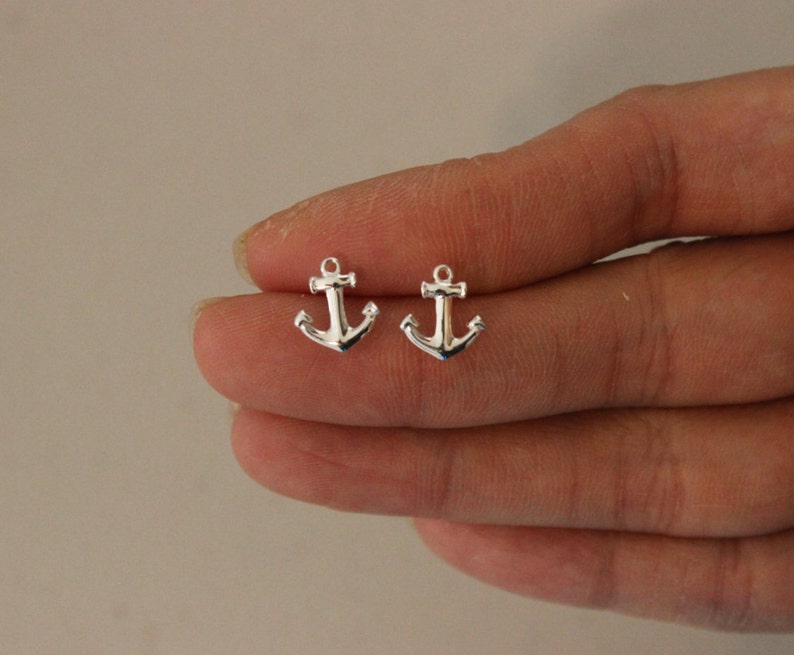 Sterling Silver Anchor Stud Earrings Anchor Earrings Gift Etsy