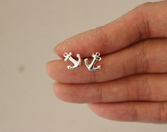 Sterling silver anchor stud earrings, anchor earrings, Gift for best friend, silver stud earrings love nautical, ocean, god or rose gold