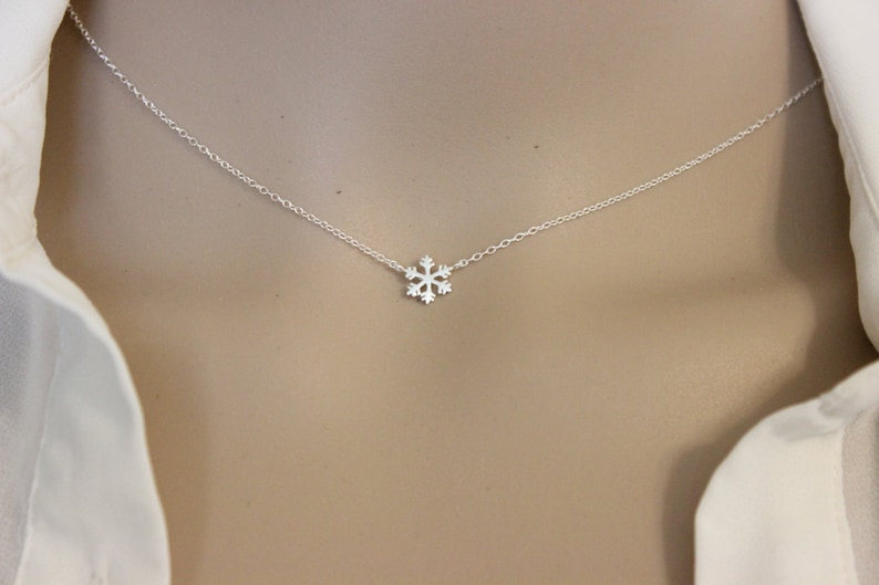 Sterling silver snowflake bracelet, earrings necklace snowflake charm, bridesmaid gift, Christmas gift, Delicate bracelet, tiny bracelet image 4