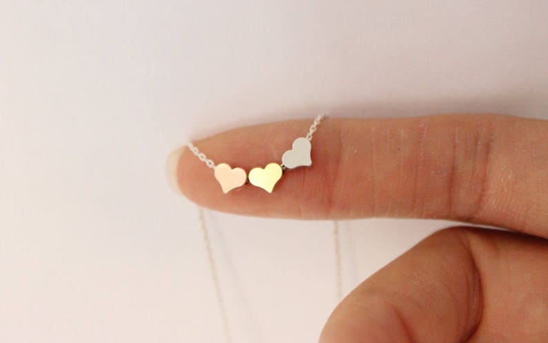 gift for mom, grandma gift, new mom gift, mother daughter necklace, three sister gift, gift for best friend ,dainty heart necklace, love image 3