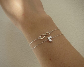 Infinity Initial Bracelet, initial bracelet, bridesmaid gift, Gift for Friend, BFF, letter bracelet.