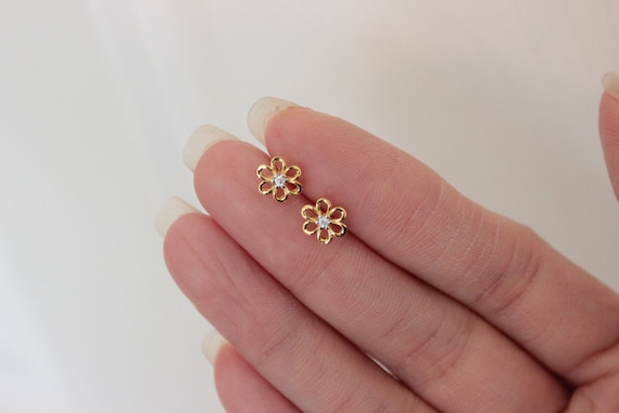 Buy Kids Gold Earring 1 Gram Gold Black Crystal with Ad Stone Small Earrings  for Baby Girls