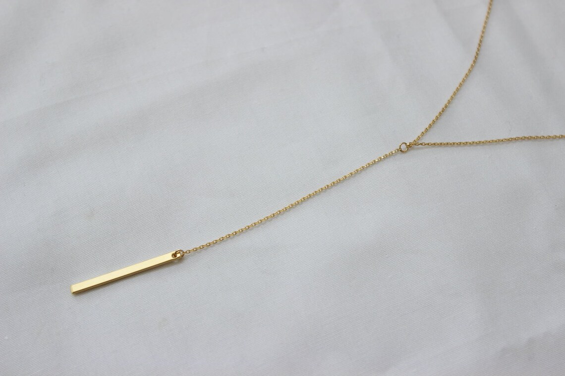 Silver version available Double chain Bar Necklace Layer Etsy