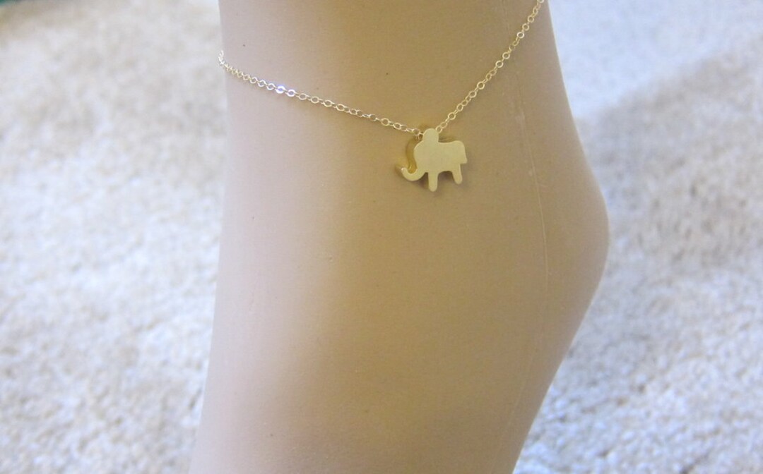 LUCKY ELEPHANT ANKLE BRACELET GOLD COLOUR ANKLET CHAIN & PRETTY GIFT BAG
