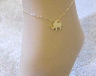 Cavigliera A Maglie Elefante Placcata Oro 18K - Lunga 9,5" - Portafortuna BR155