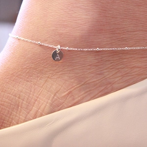 Customized initial anklet, tiny delicate satallite ankle bracelet, sister gift, gift for friend, sterling silver gold anklet.