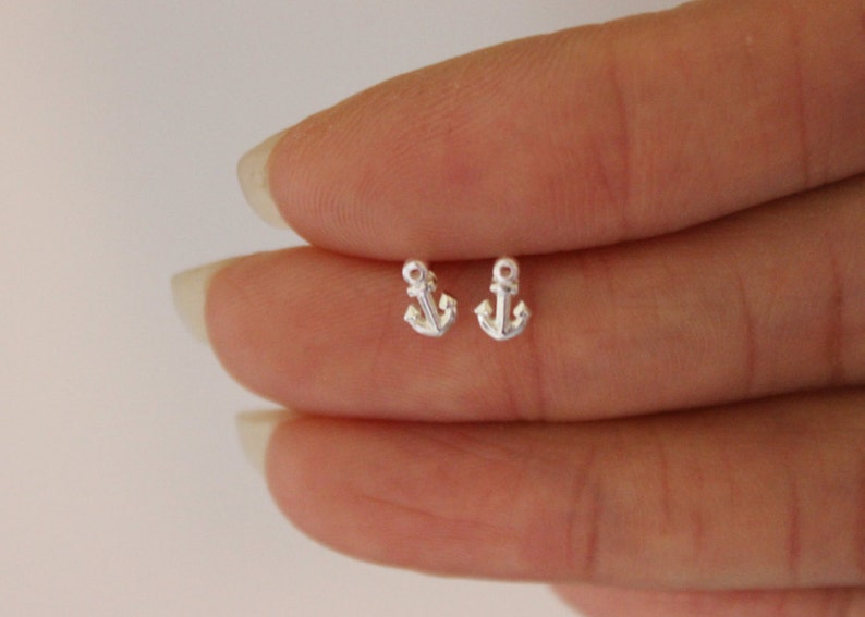 Rose Gold Anchor Stud Earrings Nautical Tiny Stud Earrings Etsy