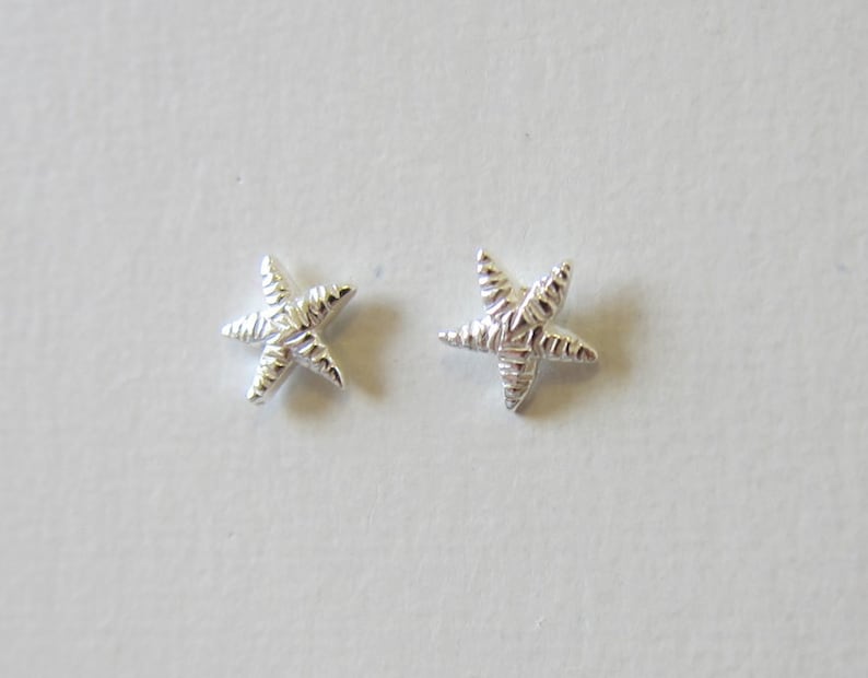 Tiny Sterling Silver Starfish Stud Earrings, Dainty Earring,Minimalist Jewelry image 5