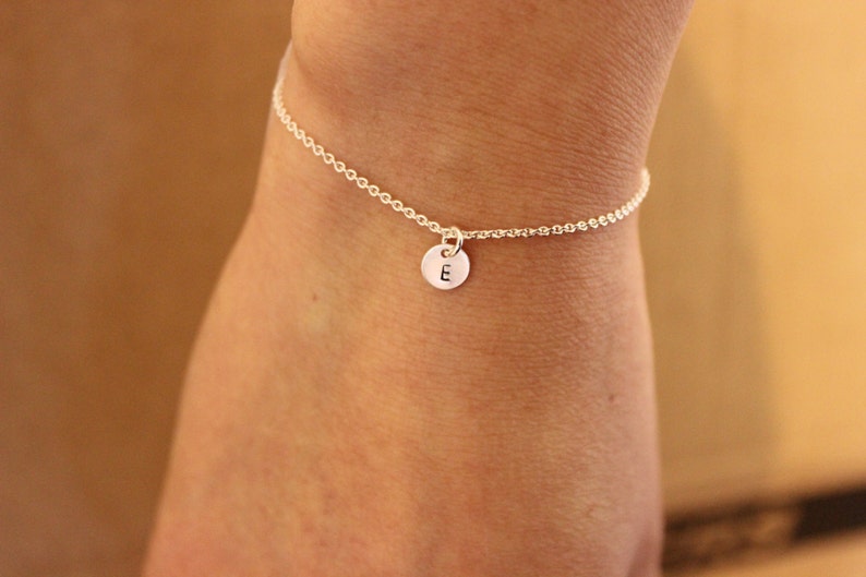 Tiny initial bracelet, personalized bracelet, letter bracelet, delicate bracelet , dainty bracelet, silver bracelet, simple, minimal jewelry image 2