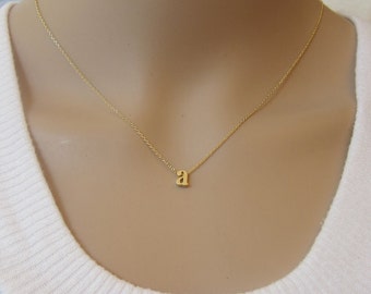 Lowercase Initial Necklace, Gold Initial Necklace, Letter Necklace, Personalize Necklace, Bridesmaid Gift, Gift for Friend,