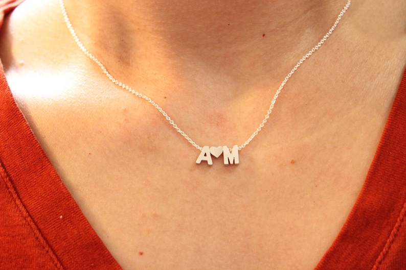 Two Initial Necklace Boyfriend Girlfriend His and Her Etsy