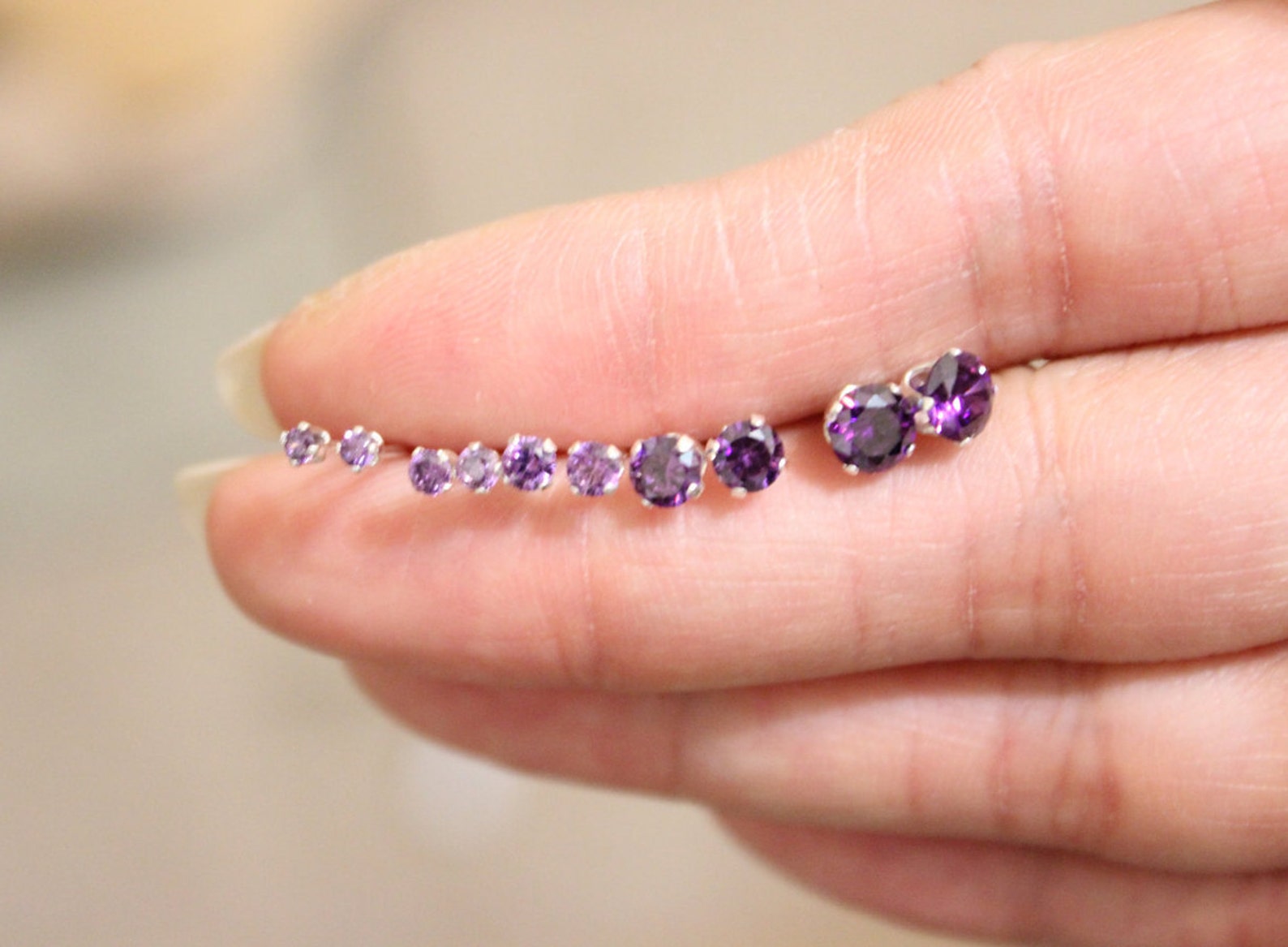 Purple Rhinestone Stud Earrings