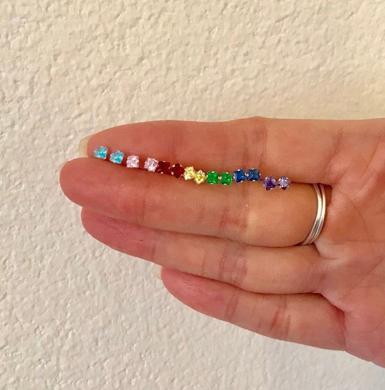 Tiny Studs Earrings Square Stud Earrings 3mm Stud Diamond Etsy