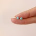 Tiny turquoise stud earrings, blue stud earrings, round dainty earrings, teeny tiny silver studs, everyday earrings, child earrings children 