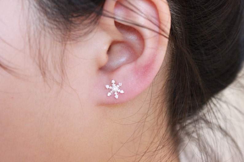 Ag Sterling Cubic Zirconia & Sterling Silver Snowflake Stud Earrings main image 0