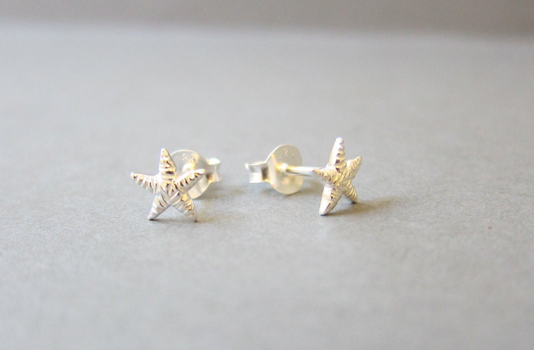 Tiny Sterling Silver Starfish Stud Earrings Dainty - Etsy