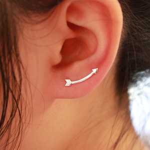 Sterling Silver Arrow Ear Cuff, arrow Ear Climber, Ear Jacket crawler, Ear Jackets Sweep, Stud Earrings Pin, Single Stud Earring