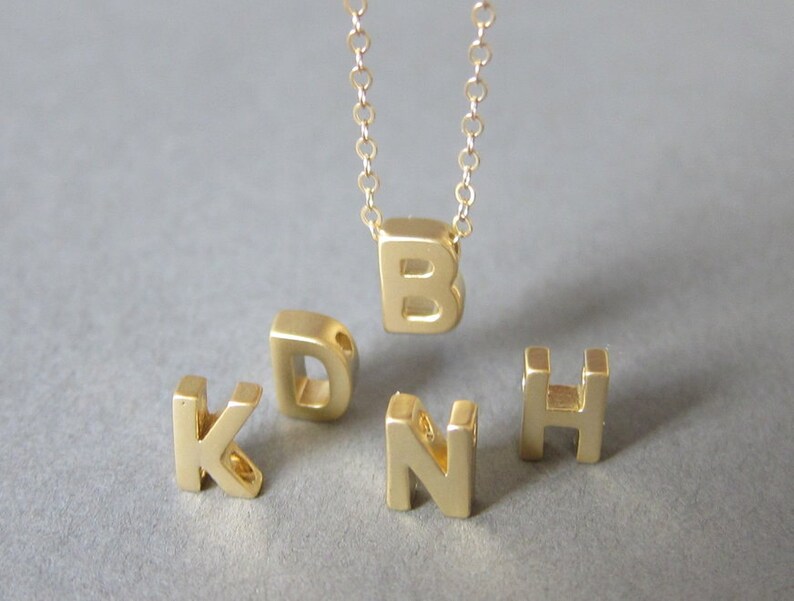 Tiny Gold Initial Necklace Letter Necklace Personalize Etsy