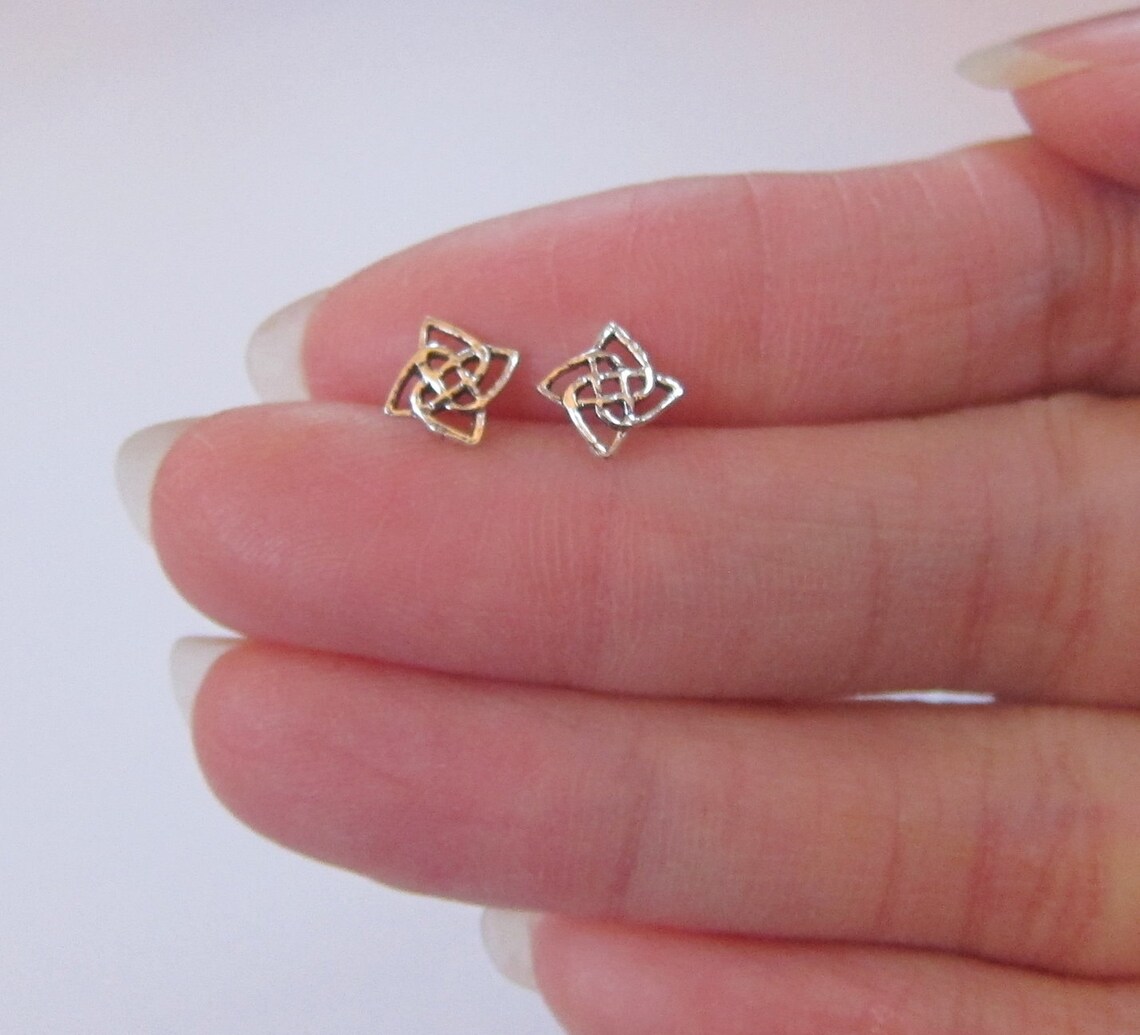 Sterling Silver Celtic Knot Stud Earrings Cartilage Earring Etsy