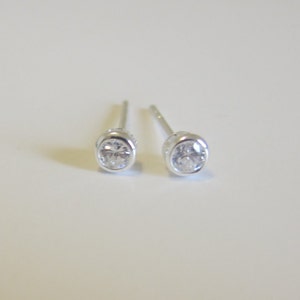 3mm , 4mm, 5mm and 6mm available Bezel setting Cubic Zirconia Stud Earrings, Cartilage Earring, tiny stud earrings image 4