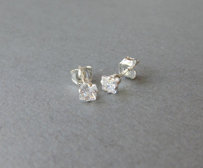 Tiny Studs Earrings Square Stud Earrings 3mm Stud Diamond Etsy