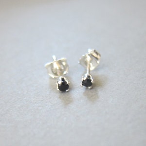 Tiny Sterling Silver 2mm Black CZ Stud Earrings, Cartilage Earring, tiny stud earrings, image 3