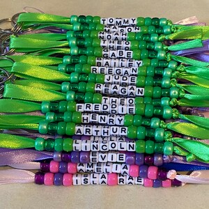 Personalised beaded bag tag or keychain for school bags, PE bags or handbag. Student and teacher present. image 8