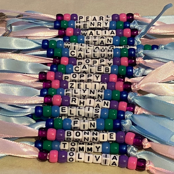 Personalised beaded bag tag or keychain for school bags, PE bags or handbag. Student and teacher presents.