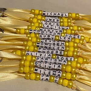 Personalised beaded bag tag or keychain for school bags, PE bags or handbag. Student and teacher present. image 10