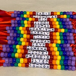 Personalised beaded bag tag or keychain for school bags, PE bags or handbag. Student and teacher present. image 5