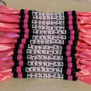 Personalised beaded bag tag or keychain for school bags, PE bags or handbag. Student and teacher present. image 1