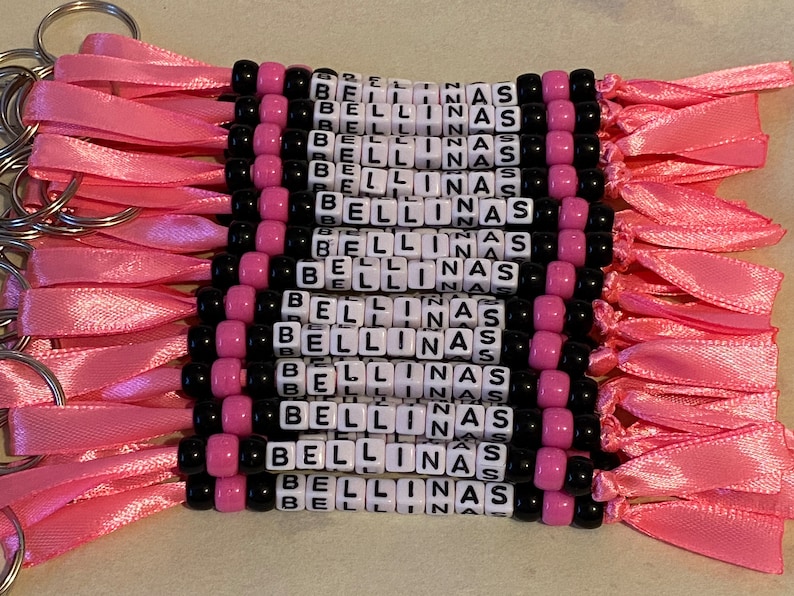 Personalised beaded bag tag or keychain for school bags, PE bags or handbag. Student and teacher present. image 7