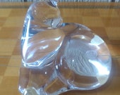 Vintage French Crystal Baccarat Figural Reclining Cat Kitty Feline Paperweight Figurine
