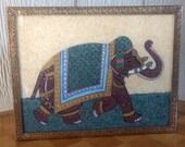 Vintage India Sheesham Wood and Brass Trim with Inlaid Gemstone Elephant Trinket Dresser Jewelry Box