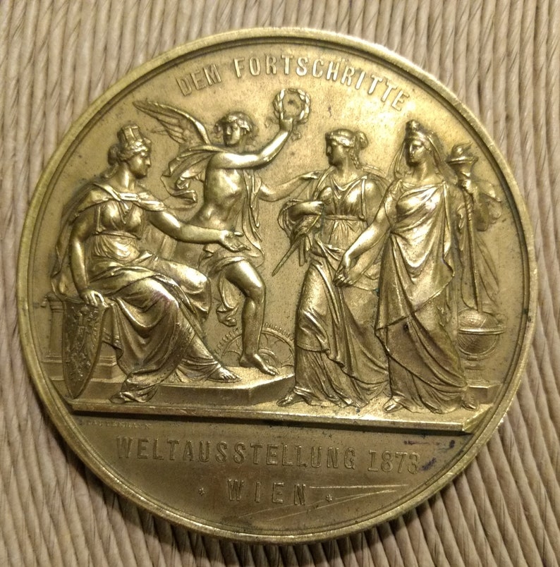 REDUCED & FREE SHIPPING....Antique Austrian 1873 Brass Metal image 0