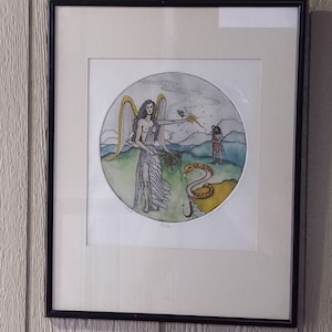 REDUCED & Free Shipping..Mid Century Modern 1970 San Francisco Artist Signed Eve Markstein Salvador Dali Style Colored Etching &quot;Virgo&quot;