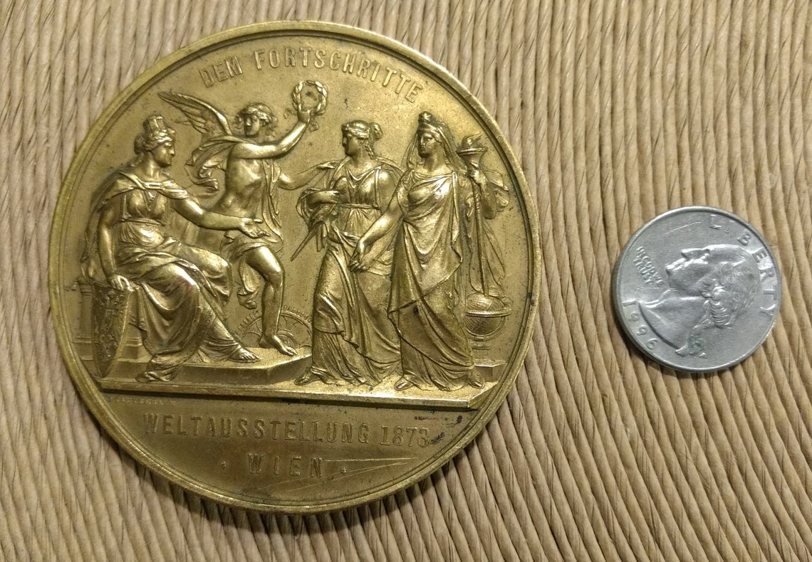 REDUCED & FREE SHIPPING....Antique Austrian 1873 Brass Metal image 2