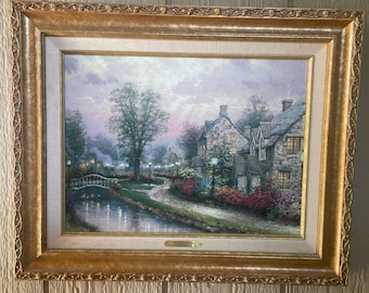 Vintage Classic Collections Open Edition Lithograph Thomas Kinkaid Lamplight Lane