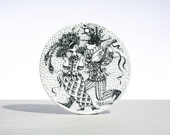 Bjorn Wiinblad Februar Maskerade Danish Porcelain Wall Plaque