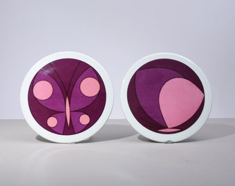 Pair of Antoni B&G Bing Grondahl Denmark Butterfly Purple Trivets