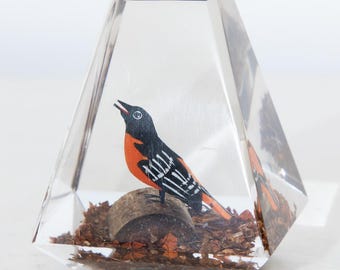 Oriole in Lucite by Unique Canada Paperweight